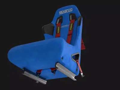 Sparco Sprint Racing Seat blue with 6 Point Harnes Low-poly 3D model