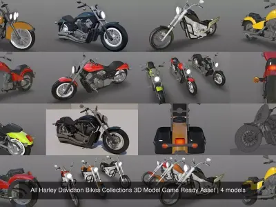 All Harley Davidson Bikes Collections 3D Model Game Ready Asset 3D Model Pack