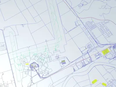Rome Fiumicino FCO Airport Roads Buildings and Public Transport 3D model