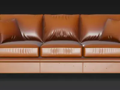 Leather Sofa 3D Model 3D model