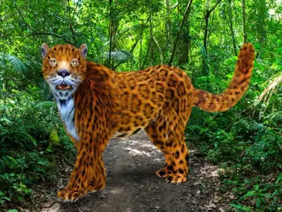 Fur Leopard Rigged  Low-poly 3D model