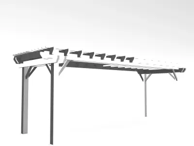 wooden gazebo Low-poly 3D model