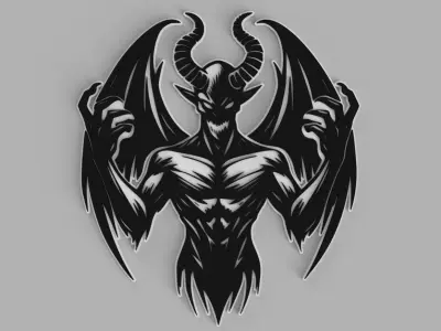 DEMON with wings Devil Picture Wall Free 3D print model