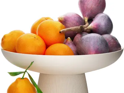 bowl of mandarin and figs 3D model