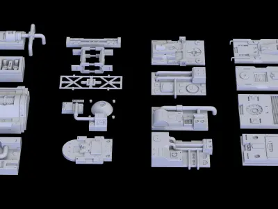 Scifi Greeble Kitbash 3D model
