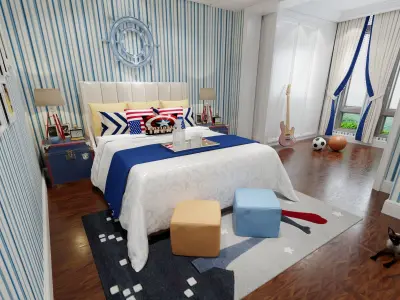 Mediterranean Children Room 3D Model Low-poly 3D model