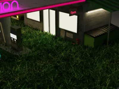 Gas Station Low-poly 3D model