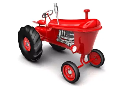 Vintage Red Tractor For Farming 3D  3D model