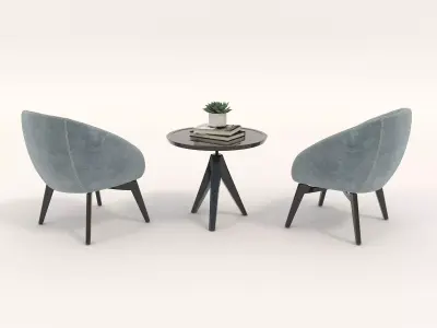 Modern Table and Chair Set 12 3D model