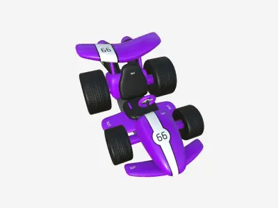 Cartoon Kart A04 Purple - Vehicle Racing Design Low-poly 3D model