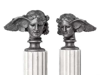 Hypnos head sculpture iron Low-poly 3D model