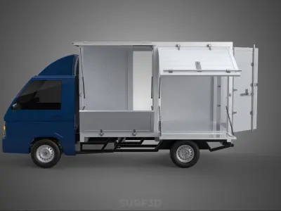 SIDE DOOR PANEL OPEN GATE WINDOW DROP BOX TRUCK FREIGHT CAR CUBE 3D model