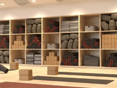 Yoga studio equipment 3D model