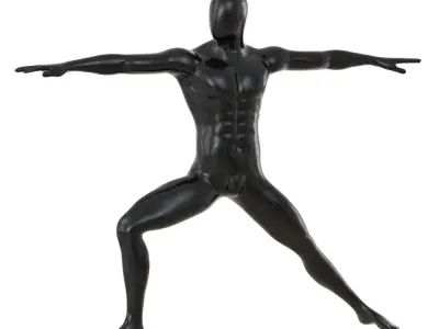 Male black mannequin stands in yoga pose 125 3D model