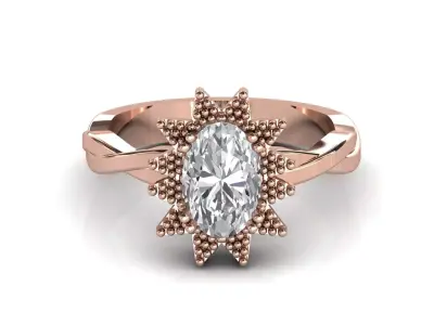 STL 3DM Print Ready Women Diamond Ring Lightweight Printable  3D print model 33