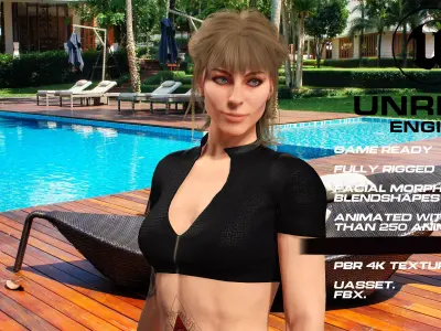 Swinwear girl full rigged - game ready - animated Low-poly 3D model