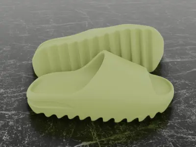 ADIDAS YEEZY SLIPPER - GREEN Low-poly 3D model