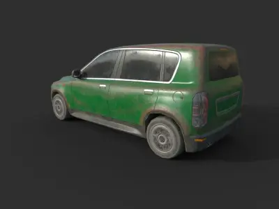 Generic  Hatchback 01 Rusty Green Low-poly 3D model