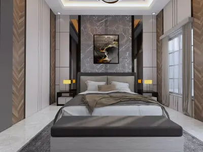 Luxury Modern Interior Design Bedroom with Walking Closet 3D model