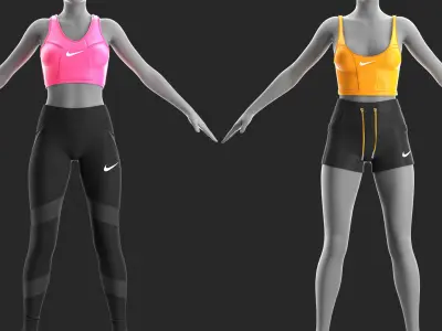 2 Girls Sportwear - Marvelous Designer with Video Process 3D model