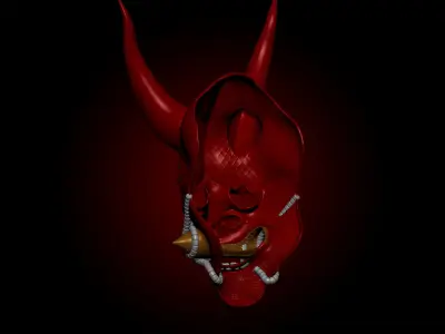 japanese hannya oni demon mask 3D print model
