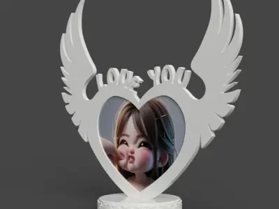 PHOTO FRAME LOVE YOU TABLE  DESK  WALL 3D print model