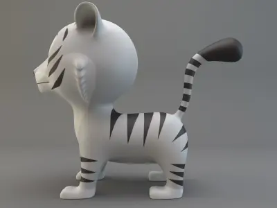 White Tiger Low-poly 3D model