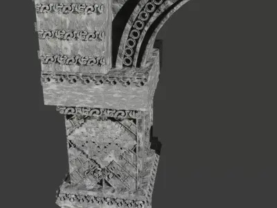 medieval ornamental  stone archway 3d model Low-poly 3D model