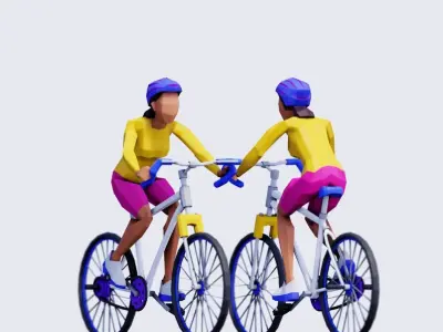 Exercising People - Animated and Rigged Low-poly 3D model
