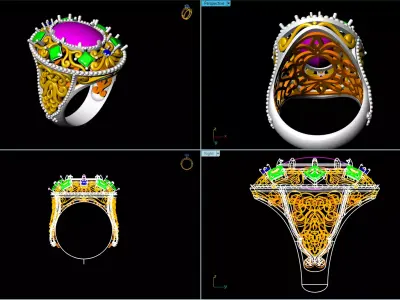 jewelry gold ring with stones Free 3D model