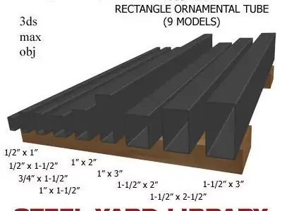 065in Wall Rectangle Ornamental Tube 3D model