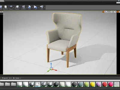 Molteni and C Chelsea Armchair 2 UE4 Low-poly 3D model