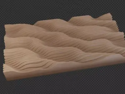 High quality Artistic decoration Wave wall abstract table Low-poly 3D model