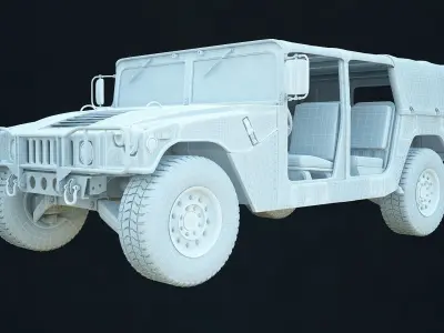 Hummer h1 - military Low-poly 3D model