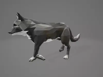 3d wolf polygonal 3D model