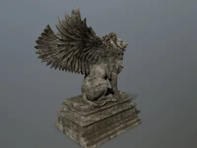 lion statue 01 Low-poly 3D model