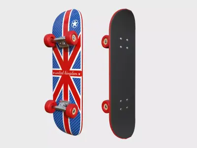 Cartoon Skate 05 Red UK - Character Sport Equipment Low-poly 3D model