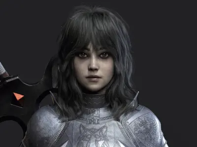 Wolf Armor Female Warrior - Unreal Engine 5 Low-poly 3D model