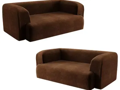 Modern Brown Fabric Sofa 3D Model 3D model