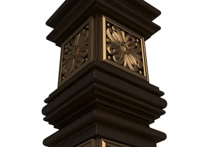 Stair Baluster 07 Red Low-poly 3D model