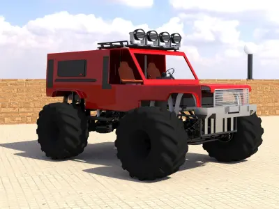 Monstertruck monster truck Low-poly 3D model