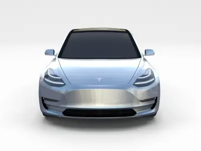 Tesla Model 3 with Chassis Silver 3D model