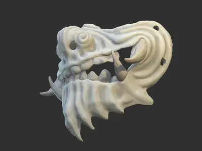 Oni Mask 2 Demon Half Face 3D print model