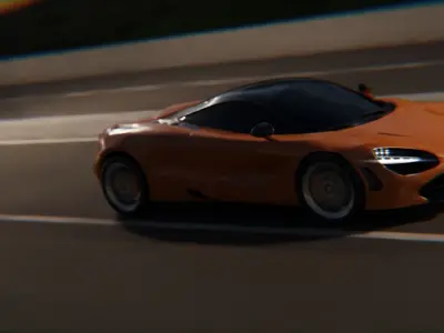  animated car driving on the road Low-poly 3D model