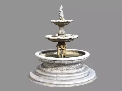 ancient old Italian fountain Low-poly 3D model