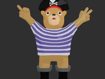 Pirate Bear  Low-poly 3D model