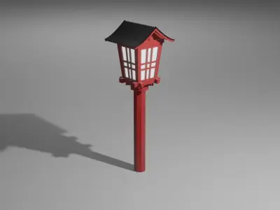 Tori Gate and a Shrine Lamp Free low-poly 3D model