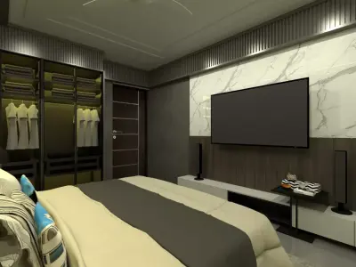 Modern Luxury Dark Bedroom Interior  3D model
