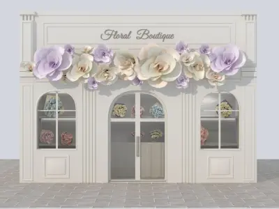  Elegant Floral Boutique Facade 3D Model  Low-poly 3D model