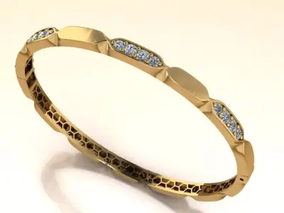 The Aurelia Pave Bangle Bracelet jewelry 3D model - for Her 3D print model
